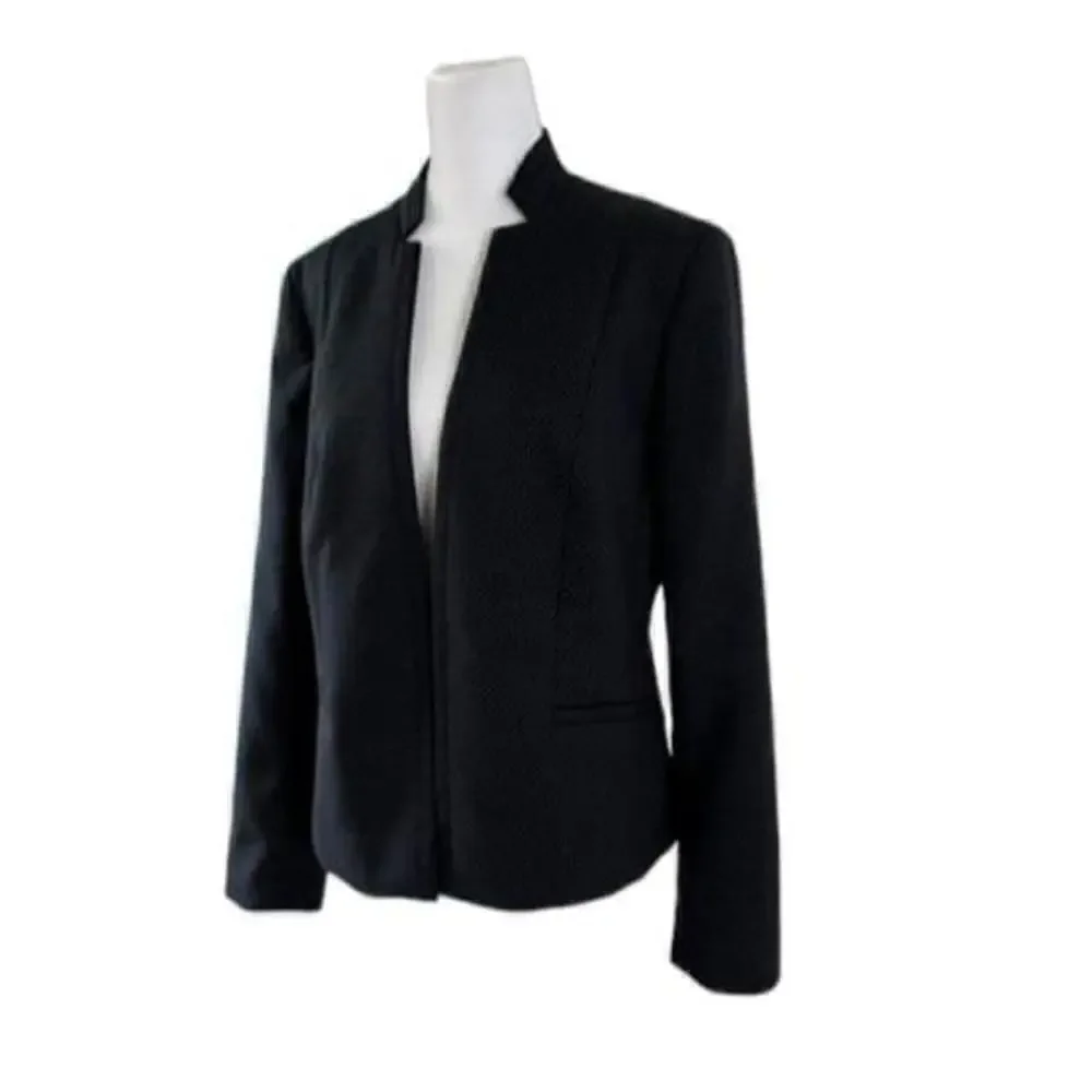 Talbots Navy Dot Wool Notched Collar Blazer Size 8 - Picture 3 of 9